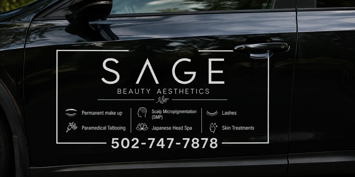 Sage Beauty Aesthetics Custom Shape Magnet – Professional Spa Salon Contact & Services Card