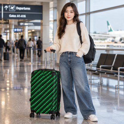 Emerald Green Geometric Hardshell Suitcase