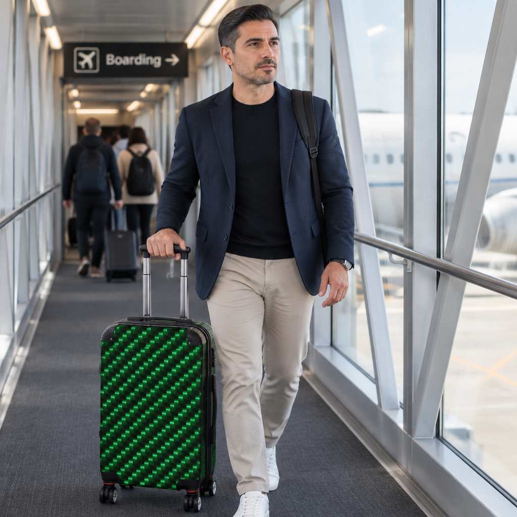 Emerald Green Geometric Hardshell Suitcase