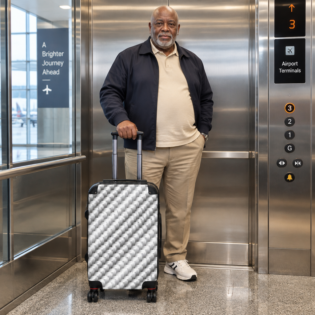 Carbon White Silver Textured Hardside Spinner Suitcase