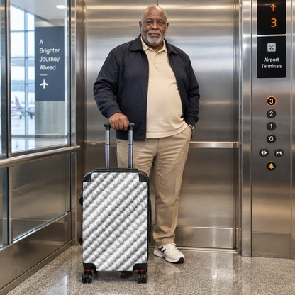 Carbon White Silver Textured Hardside Spinner Suitcase