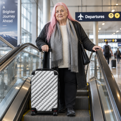 Carbon White Silver Textured Hardside Spinner Suitcase