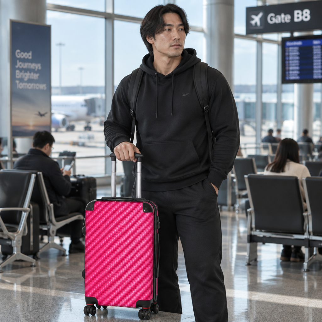 Pink Carbon Fiber Pattern Suitcase
