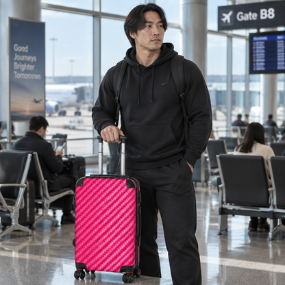 Pink Carbon Fiber Pattern Suitcase
