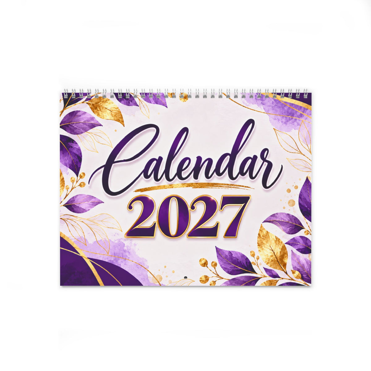 2027 Purple Floral Wall Calendar