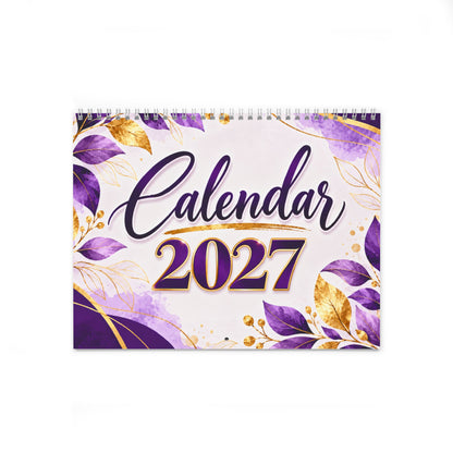2027 Purple Floral Wall Calendar