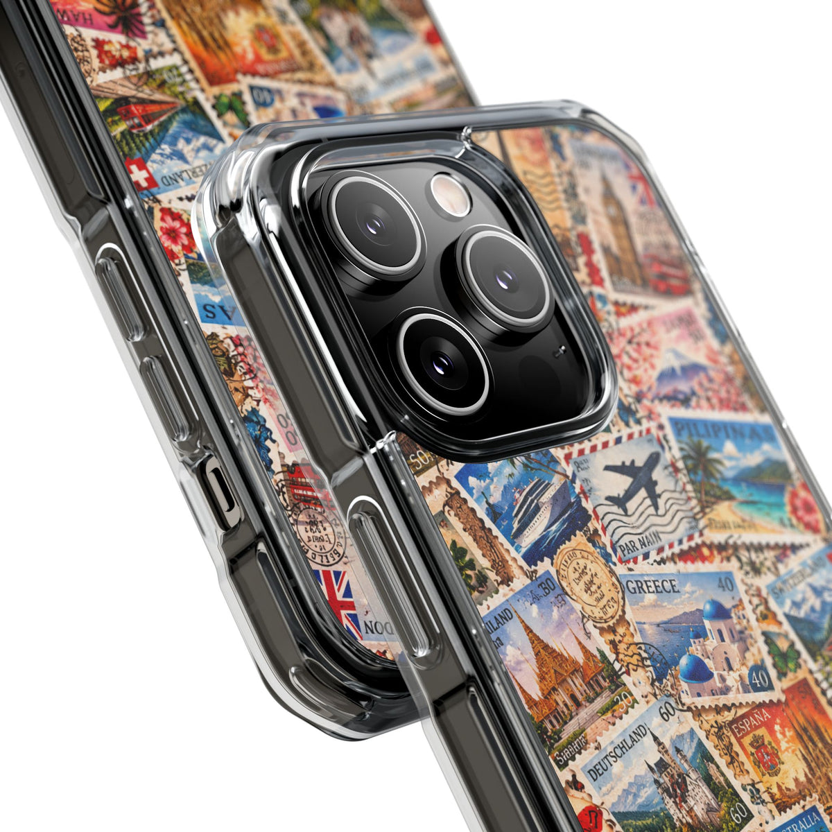 Around the World Vintage Postage Stamps | Travel Collage MagSafe® Impact Case for iPhone 14, 15, 16 & 17