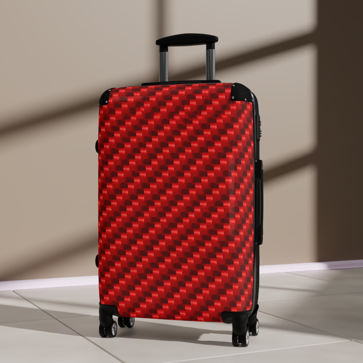 Red Carbon Fiber Pattern Rolling Suitcase