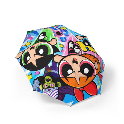 Powerpuff Girls Foldable Umbrella — Colorful Semi‑Automatic Rain Parasol