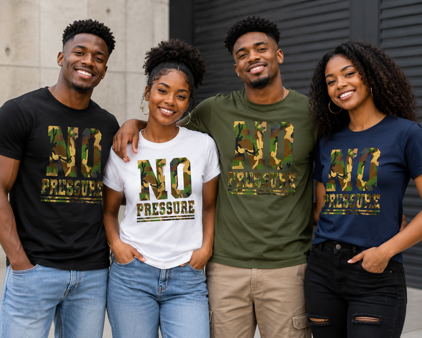No Pressure Military Camouflage Unisex T-Shirt for Men and Women