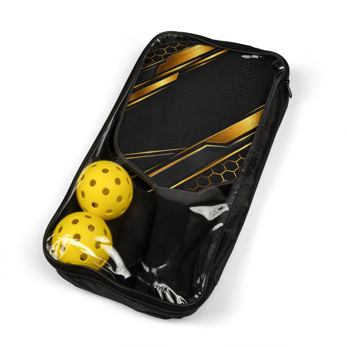 Pickleball Paddle Set – Black & Gold Modern Design Kit with 2 Paddles and Balls