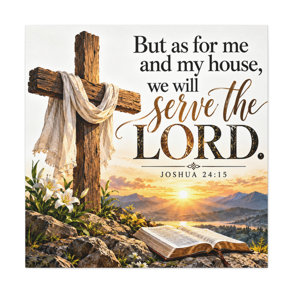 Serve the Lord Christian Canvas Wall Art – Joshua 24:15