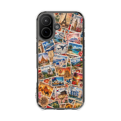 Around the World Vintage Postage Stamps | Travel Collage MagSafe® Impact Case for iPhone 14, 15, 16 & 17