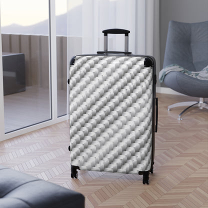 Carbon White Silver Textured Hardside Spinner Suitcase