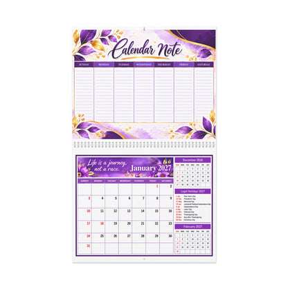 2027 Purple Floral Wall Calendar