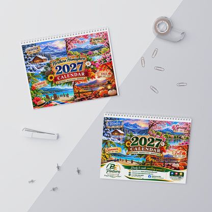Northern Hemisphere 2027 Wall Calendar — Seasonal Scenery, Notes & Tide Tables