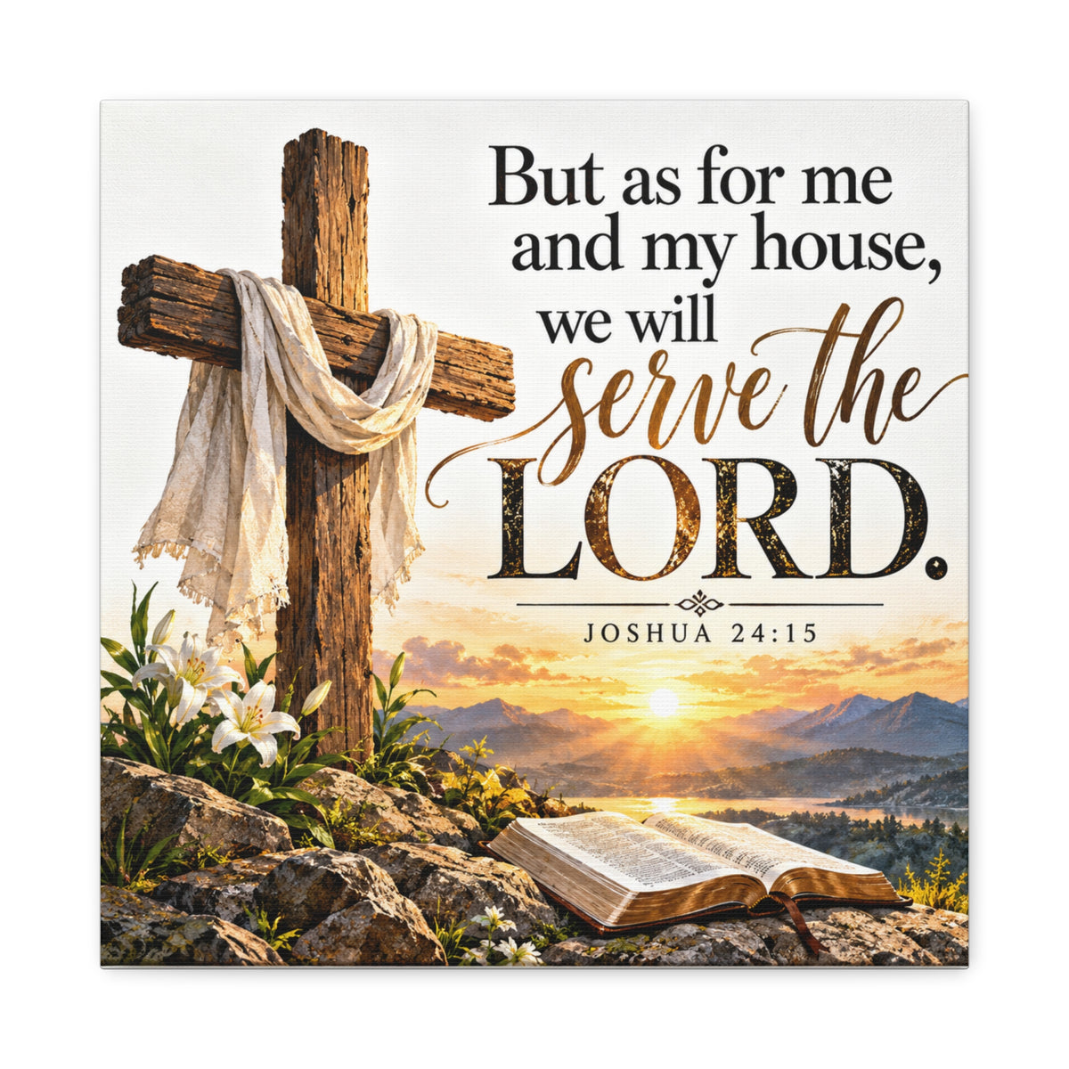 Serve the Lord Christian Canvas Wall Art – Joshua 24:15