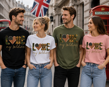 Love My Soldier Patriotic Military Boots Unisex T-Shirt for Men and Women