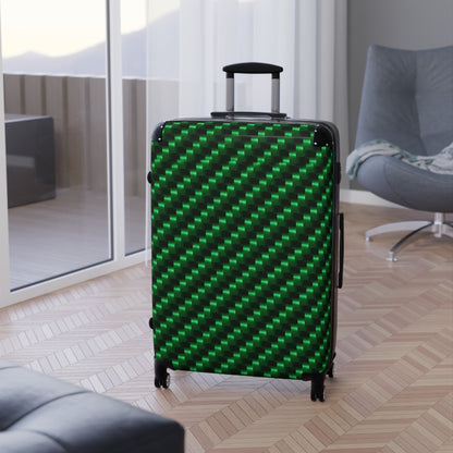 Emerald Green Geometric Hardshell Suitcase