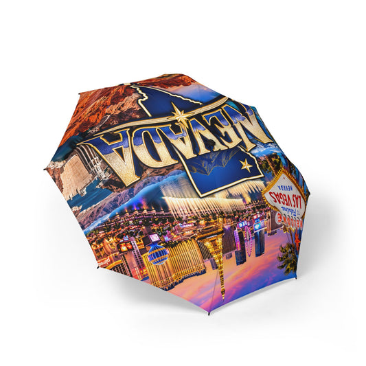 Las Vegas Foldable Umbrella – Semi‑Automatic Travel Rain Umbrella with Neon Sign Design