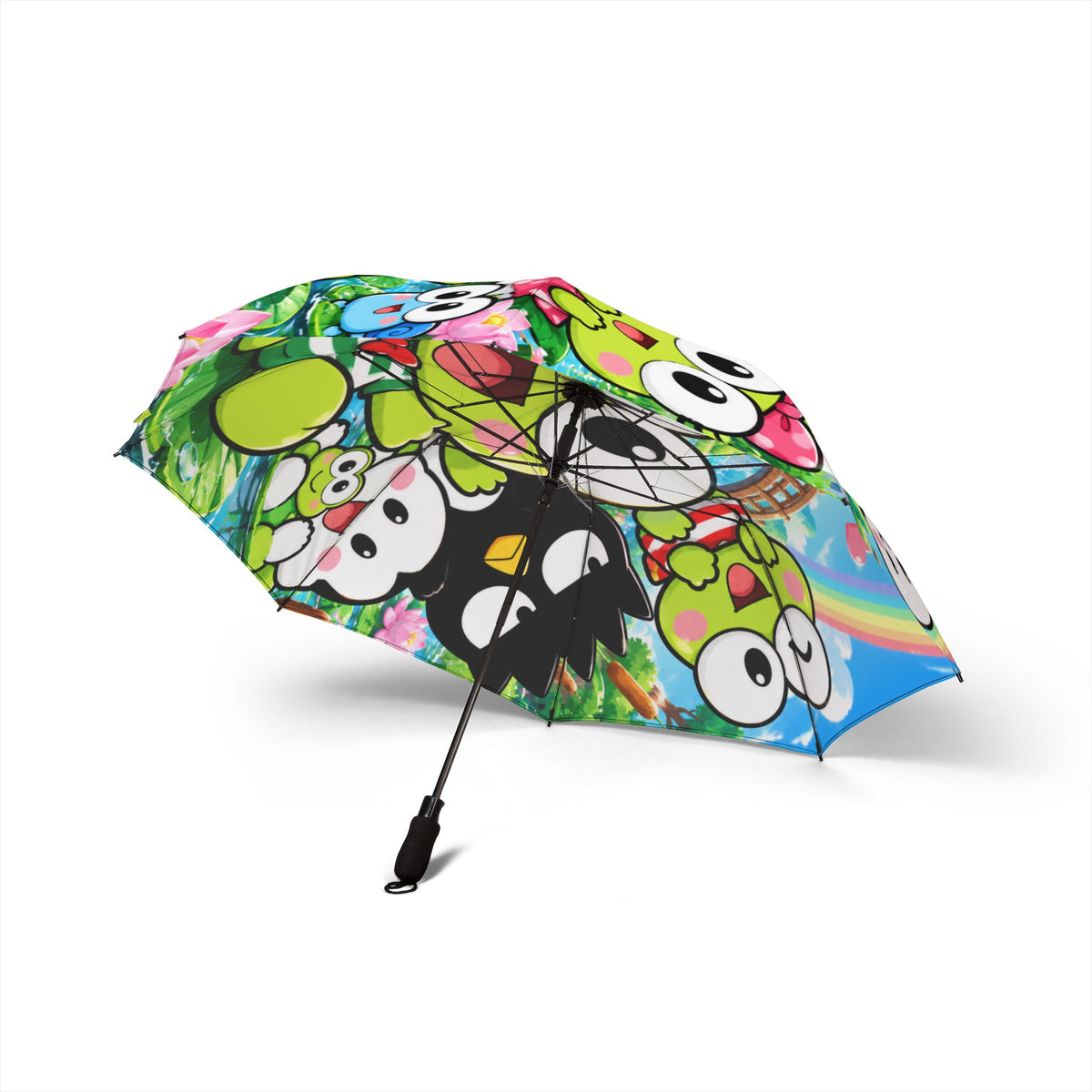Cute Cartoon Frog Foldable Umbrella — Semi-Automatic Rain Compact Umbrella