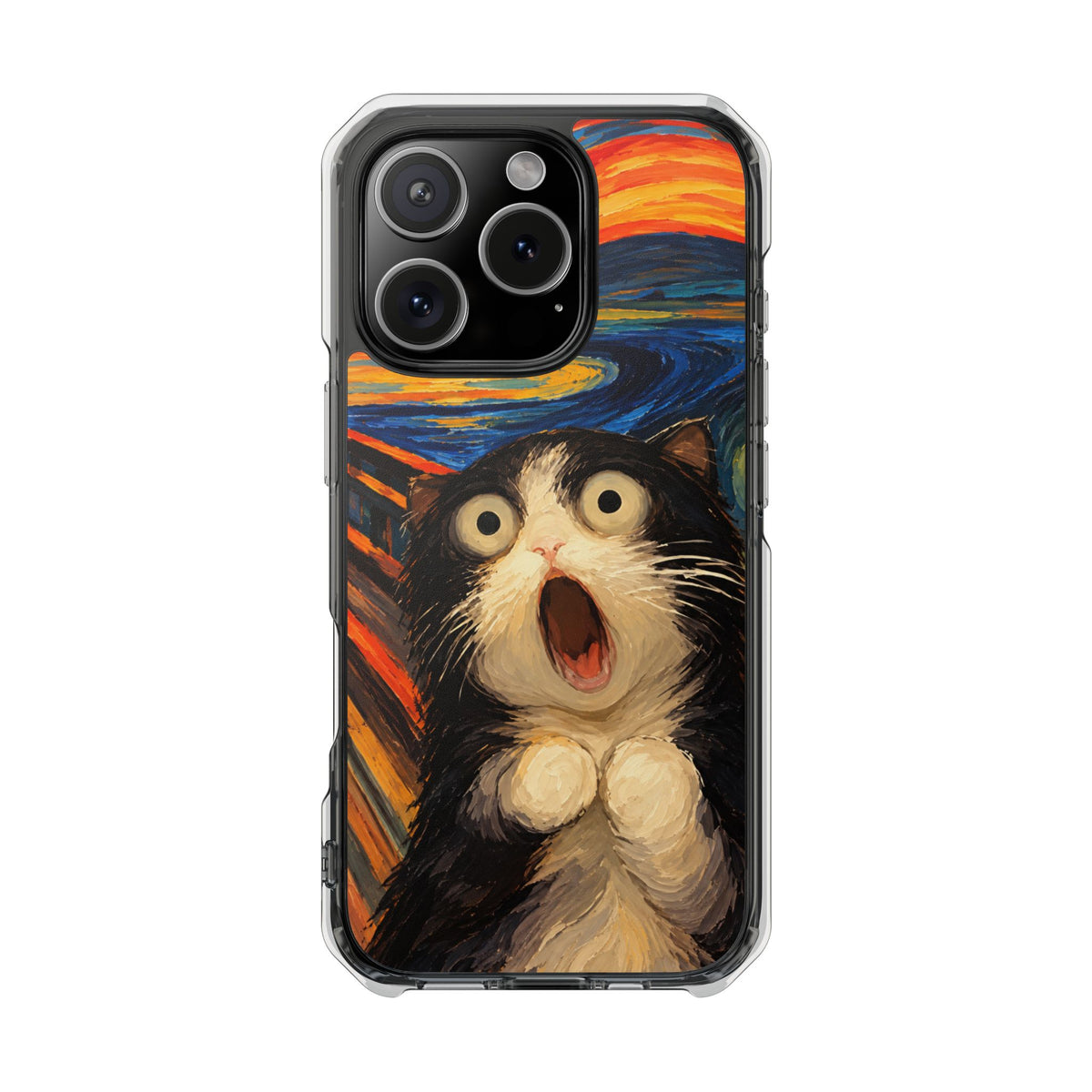 Screaming Cat Sunset | Funny Artistic MagSafe® Impact Case for iPhone 14, 15, 16 & 17
