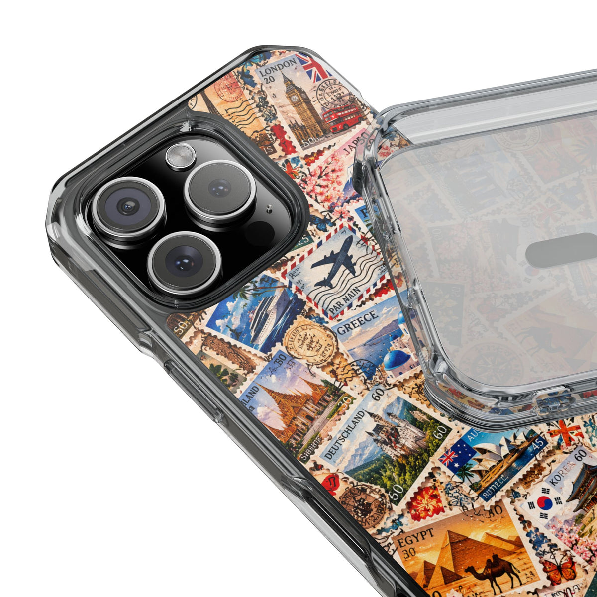 Around the World Vintage Postage Stamps | Travel Collage MagSafe® Impact Case for iPhone 14, 15, 16 & 17