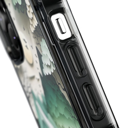 Emerald Mountain Serenity | 3D Paper-Cut Nature MagSafe® Impact Case for iPhone 14, 15, 16 & 17
