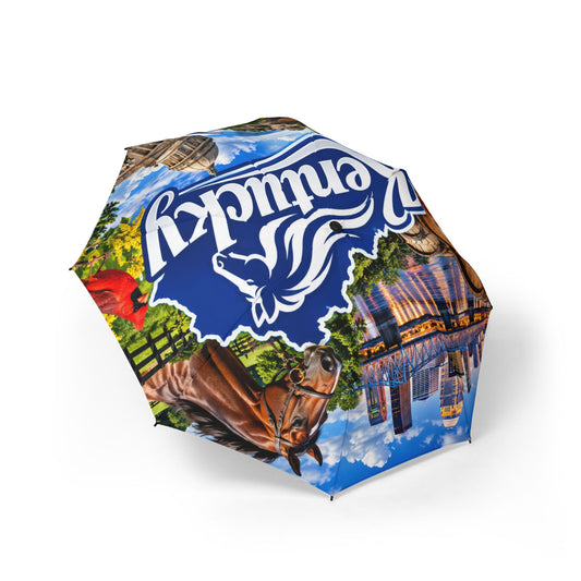 Foldable Umbrella — Scenic Kentucky Logo Print, Semi‑Automatic Travel Umbrella