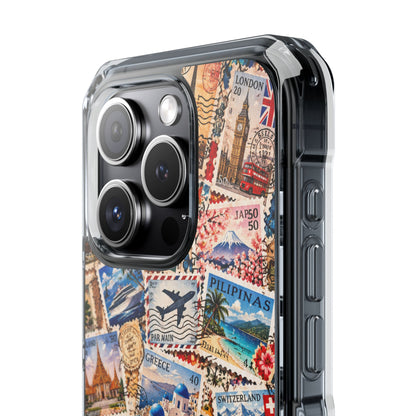 Around the World Vintage Postage Stamps | Travel Collage MagSafe® Impact Case for iPhone 14, 15, 16 & 17