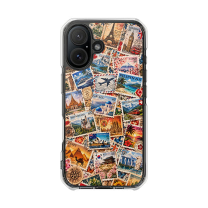 Around the World Vintage Postage Stamps | Travel Collage MagSafe® Impact Case for iPhone 14, 15, 16 & 17