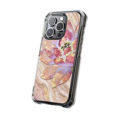 Blush Lotus Elegance | Rose Gold Floral MagSafe® Impact Case for iPhone 14, 15, 16 & 17