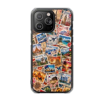 Around the World Vintage Postage Stamps | Travel Collage MagSafe® Impact Case for iPhone 14, 15, 16 & 17