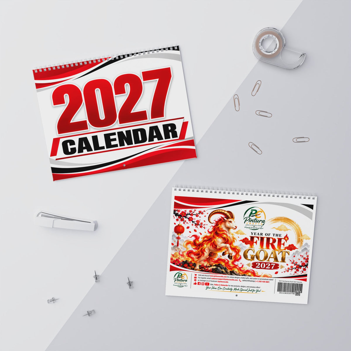 2027 Red Racing Style Wall Calendar