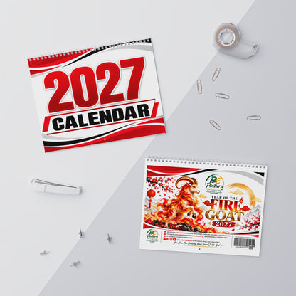 2027 Red Racing Style Wall Calendar