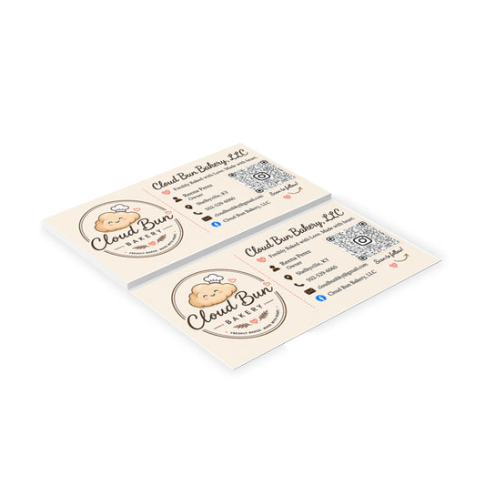 Bakery Business Cards — Cloud Bun Bakery Logo Card with QR Code