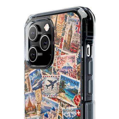 Around the World Vintage Postage Stamps | Travel Collage MagSafe® Impact Case for iPhone 14, 15, 16 & 17
