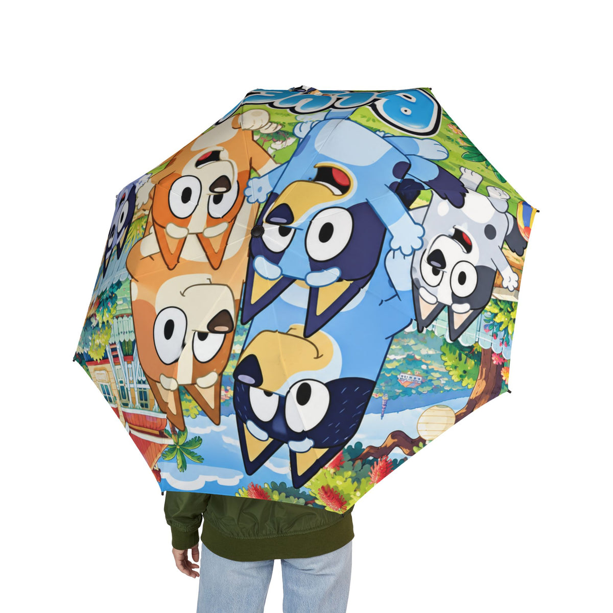 Bluey Characters Foldable Umbrella — Semi-Auto Rain Parasol for Kids & Fans