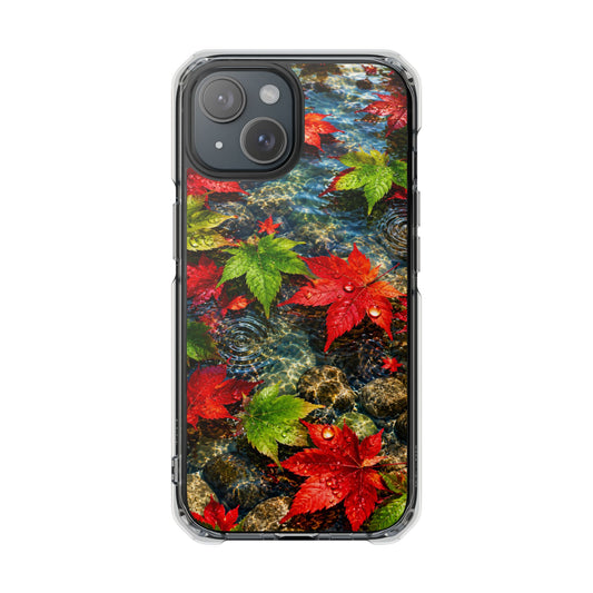 Autumn Leaves on Water | Red & Green Maple MagSafe® Impact Case for iPhone 14, 15, 16 & 17