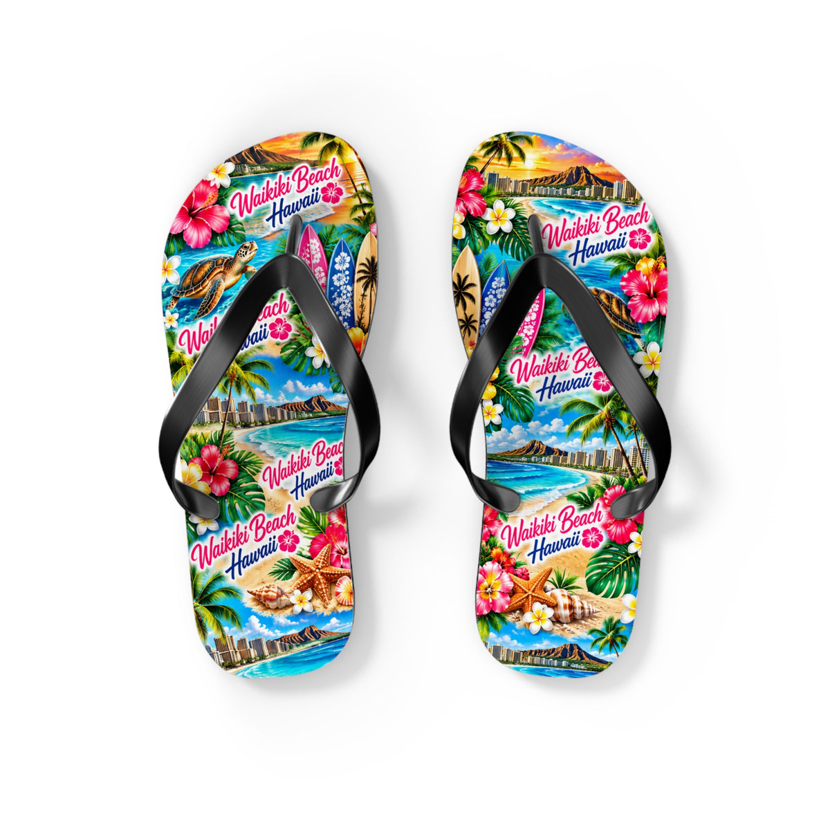 Women’s Waikiki Beach Hawaii Tropical Flip Flops