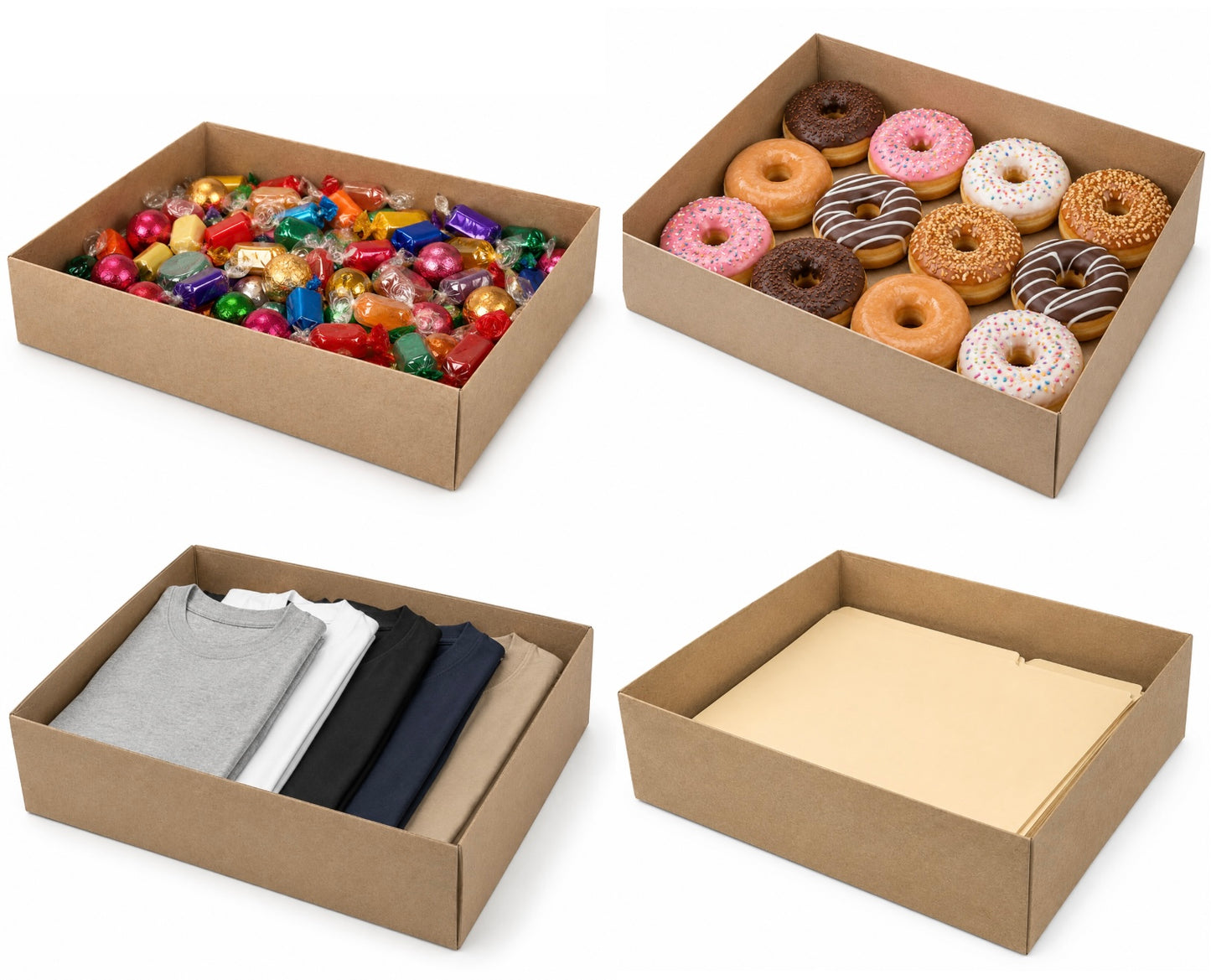 Kraft Paper Gift Tray Box – Eco-Friendly Recyclable Multi-Purpose Packaging Box for Shirts, Gifts, Bakery, Documents & Small Items