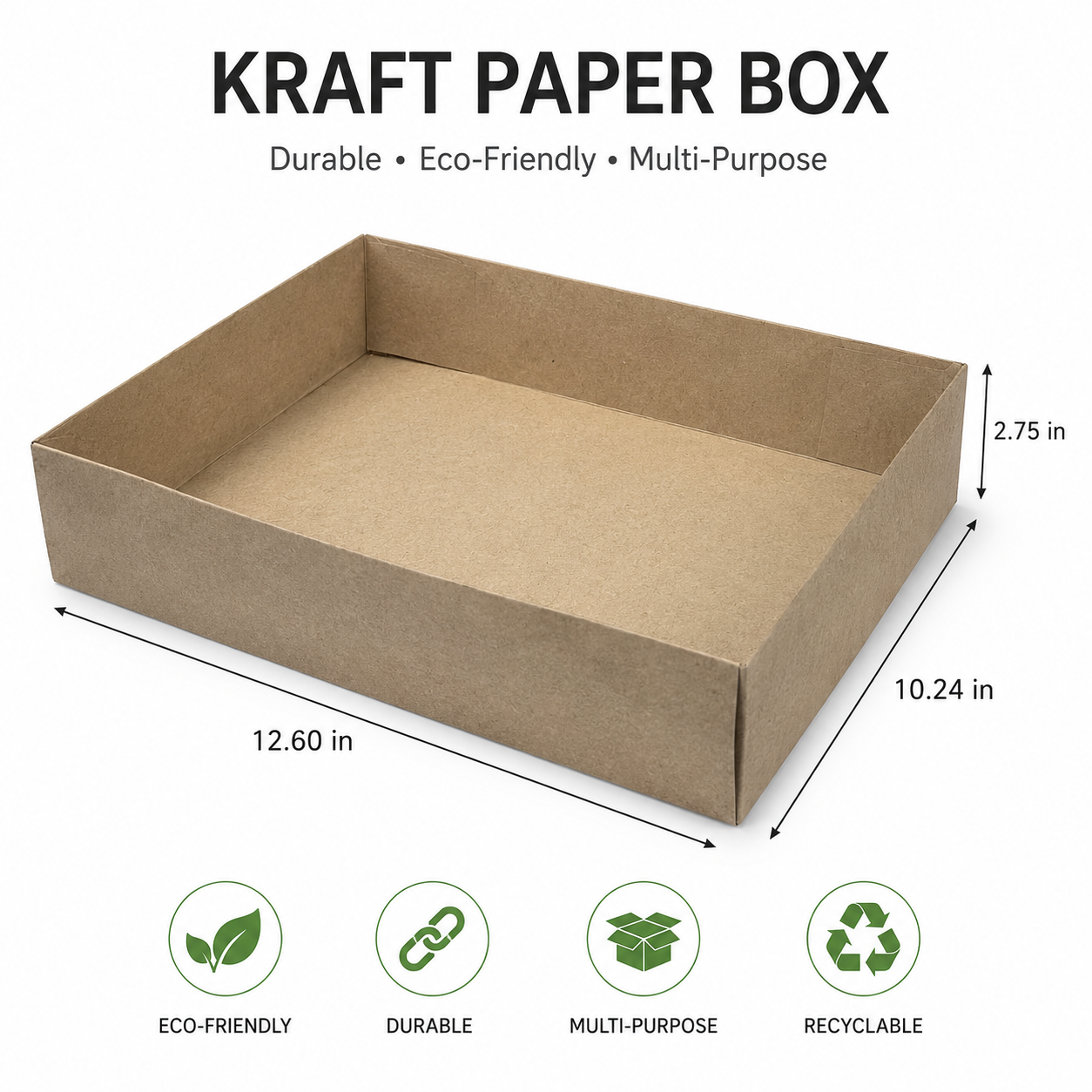 Kraft Paper Gift Tray Box – Eco-Friendly Recyclable Multi-Purpose Packaging Box for Shirts, Gifts, Bakery, Documents & Small Items