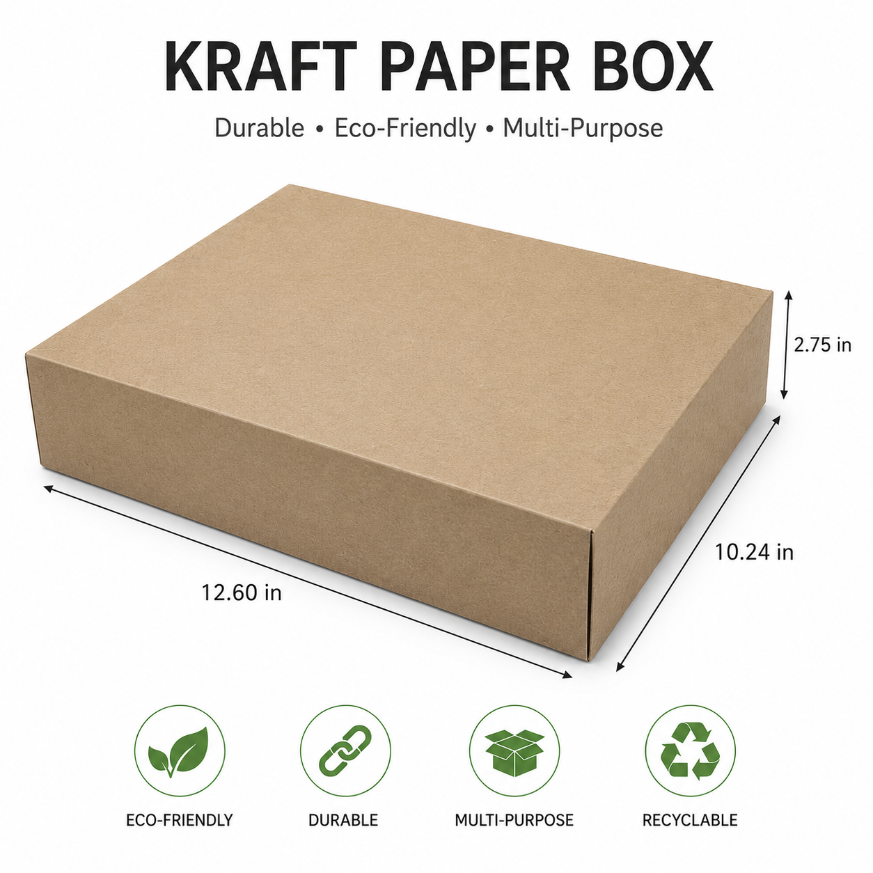 Kraft Paper Gift Tray Box – Eco-Friendly Recyclable Multi-Purpose Packaging Box for Shirts, Gifts, Bakery, Documents & Small Items