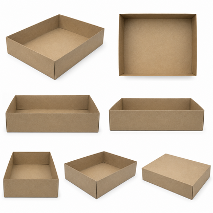 Kraft Paper Gift Tray Box – Eco-Friendly Recyclable Multi-Purpose Packaging Box for Shirts, Gifts, Bakery, Documents & Small Items