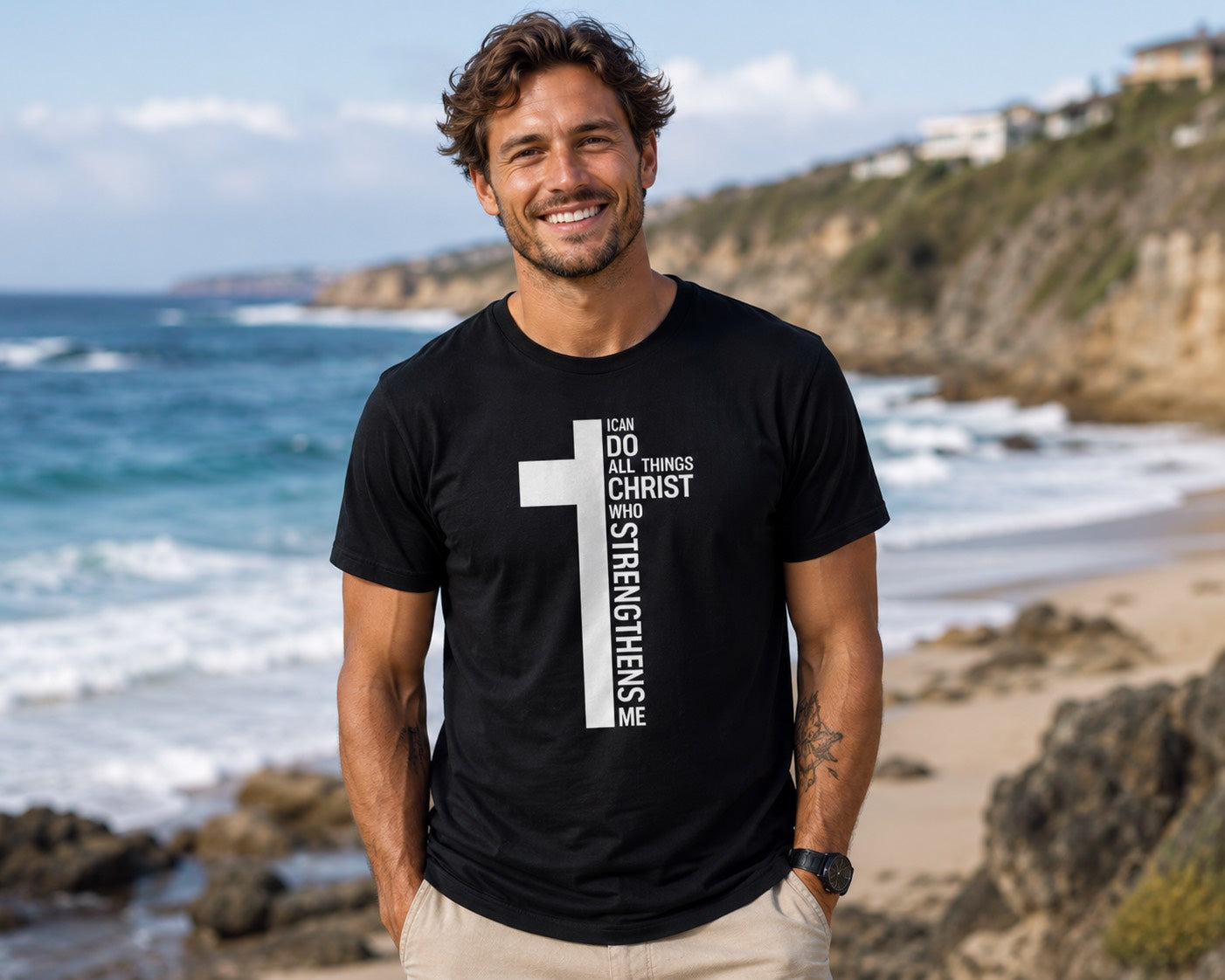 I Can Do All Things Through Christ Unisex Christian T-Shirt, Philippians 4:13 Faith-Based Tee for Men and Women