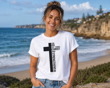 I Can Do All Things Through Christ Unisex Christian T-Shirt, Philippians 4:13 Faith-Based Tee for Men and Women