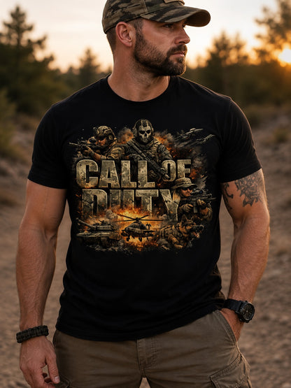 Call of Duty Military Unisex T-Shirt, Tactical Gamer Graphic Tee for Men and Women, Veteran-Inspired Shirt