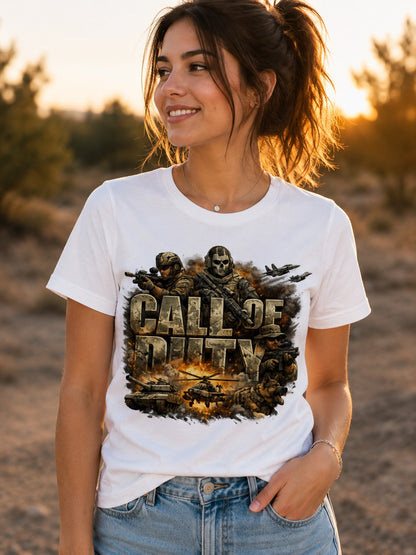 Call of Duty Military Unisex T-Shirt, Tactical Gamer Graphic Tee for Men and Women, Veteran-Inspired Shirt