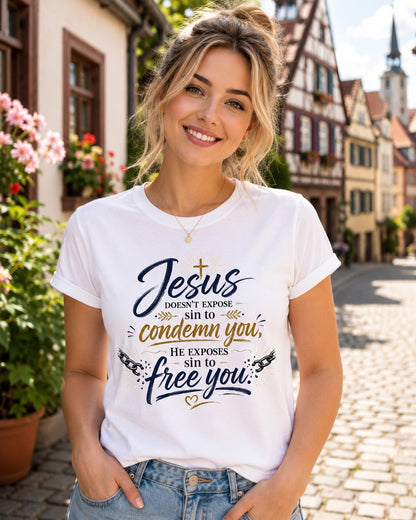 Jesus Doesn’t Condemn You Unisex Christian T-Shirt, Faith-Based Inspirational Tee for Men and Women