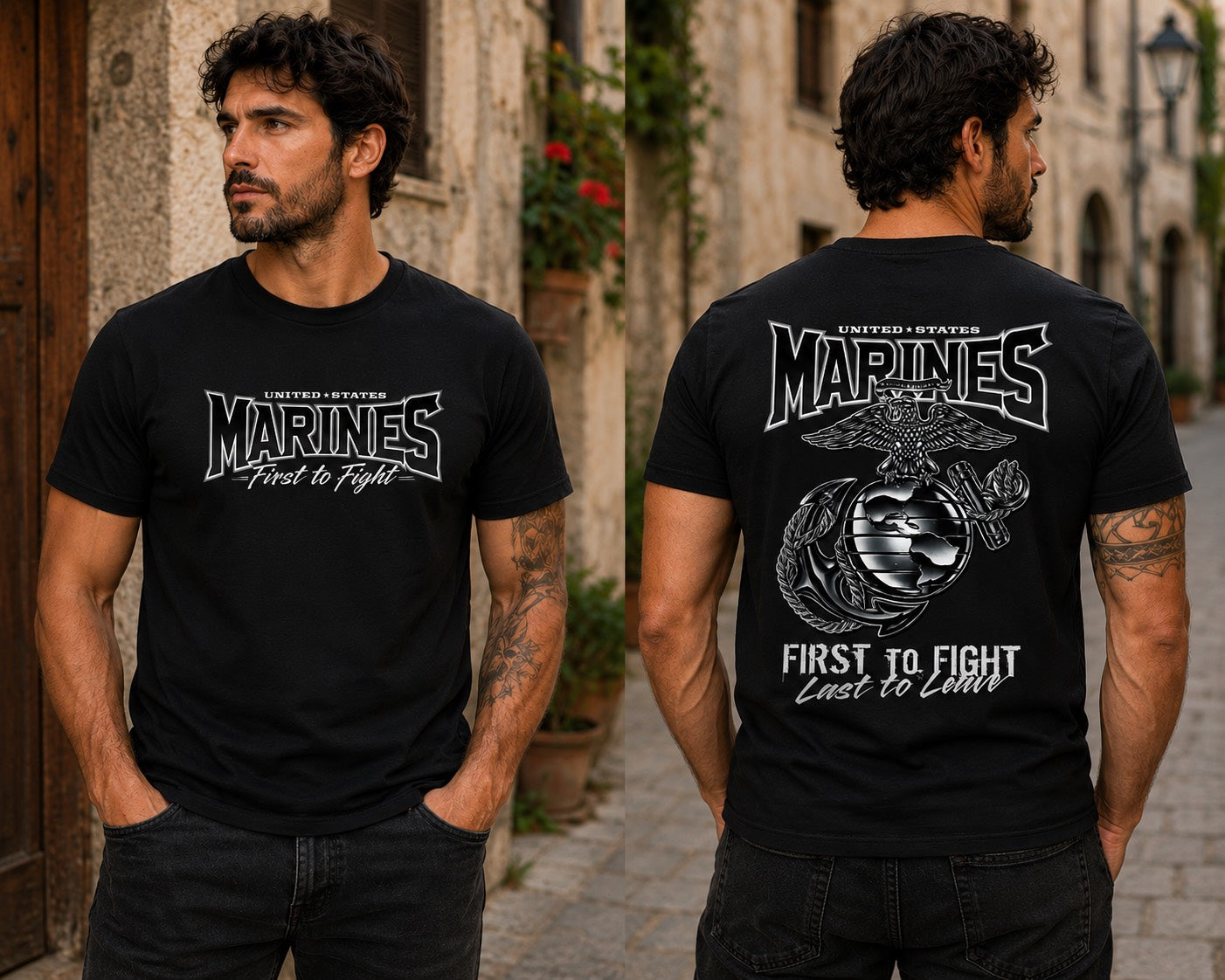 United States Marines First to Fight Unisex Military T-Shirt, Marine Corps Inspired Graphic Tee for Men and Women